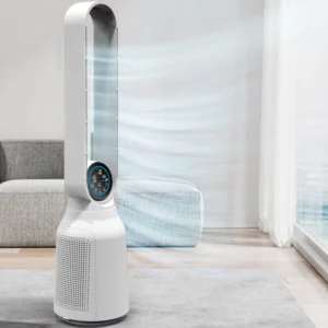 2 In 1 Industrial Smart Screen Air Purifier Hepa Bladeless Standing Fan for Home Large Room