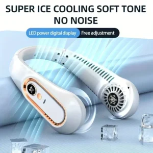 2 in 1 Neckband Handheld Fan 100 Speed Ice Cooling Battery Rechargeable Mini Fan for Outdoor Travel