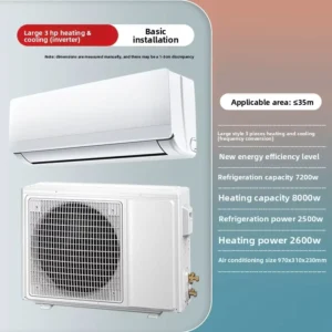 3HP Inverter Wall Mounted Air Conditioner R410A Cooling Heating 1st Energy Saving for Bedroom Home Use
