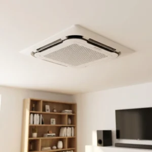 4 Way Ceiling Cassette AC R410A DC Fan Motor Commercial HVAC Unit with Automatic Pump for Central Cooling Heating Indoor Use