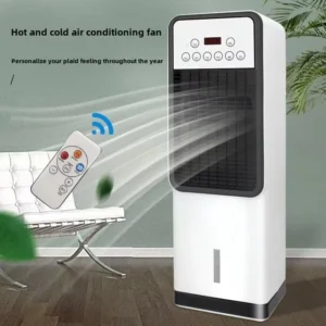 Bladeless Air Conditioning Fan Vertical Electric Fan Household Mobile Cooling Heating Dual Purpose Remote Control Timed Heater