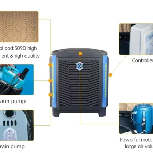 CE Approved 1.1 Kw 20K Cmh Energy Saving Industrial Swamp Water Cooler Air Conditioner