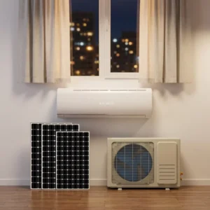 DC AC Hybrid Solar Split Air Conditioner Inverter Compressor R 410A Remote Control for High Efficiency Home Hotel Use