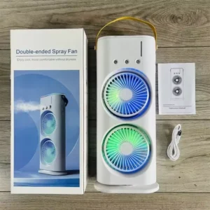 Desktop Portable Air Conditioners Dual Head Cooling Fan Misting Fan Shakeable Air Cooler with LED Light Double Misting Tower Fan