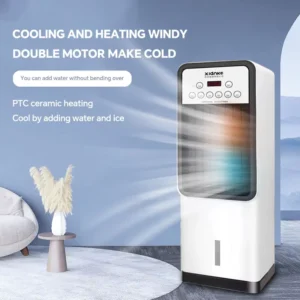 Dual Heating and Cooling Air Conditioner Fan for Home Use with Vertical Heater Function and Bladeless Cooling Technology