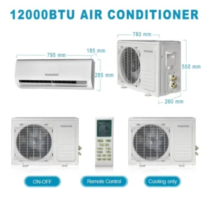 Electric Mini Portable AC Split Air Conditioner 9000 Btu ON/OFF Cooling Heating with Remote Control for Home Room