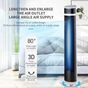 Energy Saving Black Cooling Fan Silent Bladeless Standing Tower Fans Electric Vertical Big Wind Air Conditioner