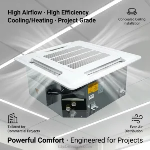 Factory Direct Commercial High Volume High Efficiency Chilled Water Ceiling Mounted 4 Way Cassette Fan Coil Unit for Cooling