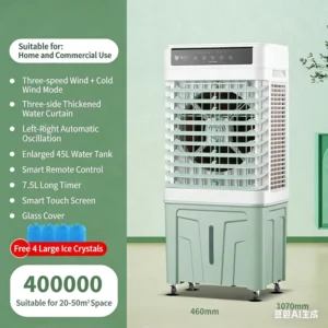 Floor Mounted Core Motor Component 220W Large Standing Water Evaporative Technology Peltier Air Cooler Fan