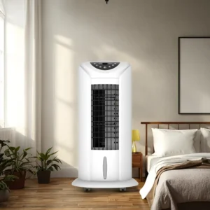 Floor Standing Portable Air Cooler Bladeless Fan for Living Room Garage Outdoor Use Remote Control Plastic Construction Hotel