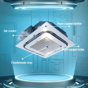 Fresh Air Compatible Cassette Fan Coil Unit with Mixing Plenum for Dedicated Outdoor Air System DOAS Integration in HVAC