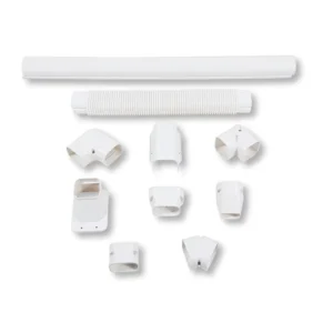 HVAC 3″ W X 16.1Ft L Line Set Cover Kit Ductless Mini Split Air Conditioners PVC Cover for Central AC and Heat Pump Tubing Cover