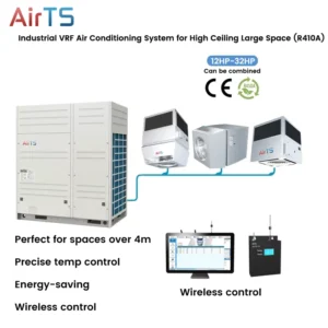 High Ceiling Cabinet Commercial Air Conditioner with VRF Outdoor and Indoor Units 33kW Cooling Capacity R410A Refrigerant