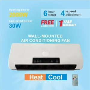 Household Wall Mounted Air Conditioner and Heater with Cooling Fan Plastic for Home Use