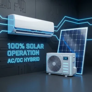 Hybrid AC/DC Solar Air Conditioner 100% Solar Powered Split AC With GMCC Compressor SEER 34 CE Certified For Off-Grid Home