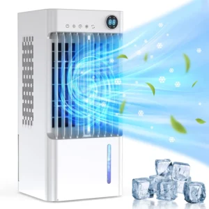 Large Air Cooler Fan Floor Standing Air Conditioner Fan with 5L Water Tank 3 Strong Speed Wide Angle Blowing Water Cooling Fan