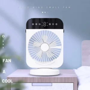 Mini Tower Oscillating Fan with Mist 4 Speeds Desktop Evaporative Air Cooler USB Type C Personal Cooling Fan for Home Office