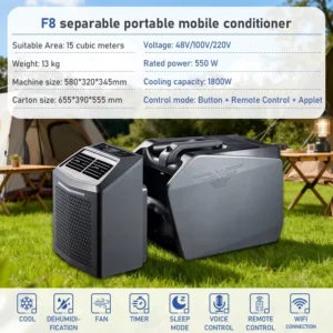 Mobile Air Cooler Auto Evaporation 6200Btu Fast Cooling Portable Split Air Conditioners for Office Loft