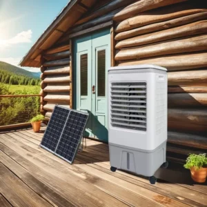 Portable 12V DC Solar Mini Evaporative Air Cooler Small Household AC for Car RV Garage Outdoor Battery Electric Powered Fan