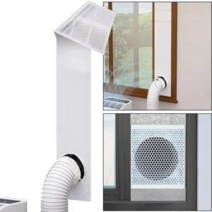 Portable Air Conditioner Window Kit Sliding Window Seal Leaf Guard Mesh Heat Reflection Aluminum Foil Adjustable AC Vent Kit
