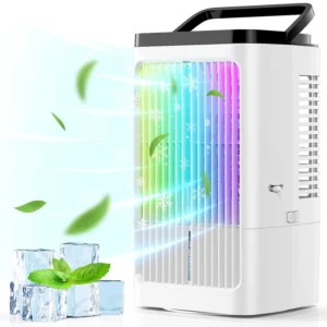 Portable Air Conditioners 4 Speeds Air Cooler 2 Level Humidifies 1 8H Timer 7 Color Light Evaporative Air Cooler