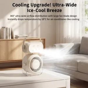Portable Desktop Air Conditioner Fan with Large Water Tank & Ice Mist Cooling True Silent Operation