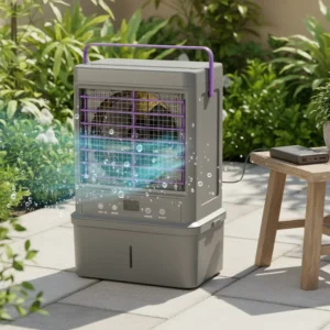 Portable Energy Saving AC Evaporative Cooling Air Conditioner Fan Remote Control 3-Speed Low Noise Timer Garage Hotel RV Use