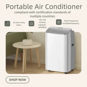 Portable Indoor Air Conditioner Moisture Removal 14000 BTU Energy Efficiency Class App Control Electric Remote for Household