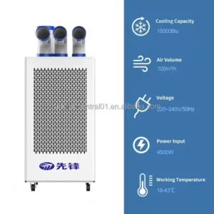 Portable Industrial Evaporative Air Cooler 12000 BTU R410A AC Motor Floor Standing 52kg 1 Year Warranty