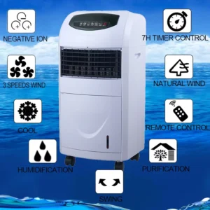 Portable Solar Electricity Powered Evaporative Floor Standing Plastic Air Cooler Cooling Heating Remote Control for Outdoor