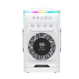 Rechargeable Cool Mist Fan Dual Airflow Portable Spray Air Conditioner Fan
