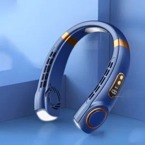Smart Neck Fan Digital Display Bladeless Hanging Fan Rechargeable Air Conditioner Ventilator with Mute Cooling