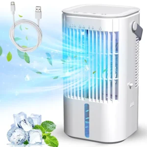 Smart Portable Air Cooler Fan Small USB Air Conditioner Cooling Fan with Wide Angle Rotation 2H 4H Timing