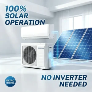 Smart Solar Hybrid Air Conditioner With App Control AC DC Dual Power Supply High SEER 9000BTU 18000BTU 34000BTU