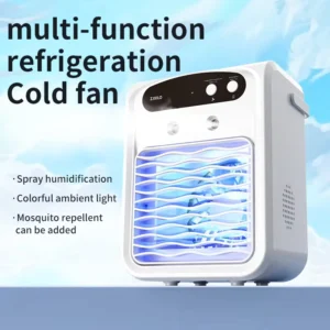 Water Cooling Fan with Color Lights Home Office Desktop Portable Mini Air Conditioner Cooler Spray Electric Fan Cooling