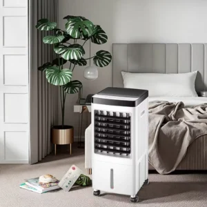 Wind Summer AC 65W Electric Tower Fan Wet Curtain Dust Net Fresh Air Garage Conditioner Evaporation for Household Use