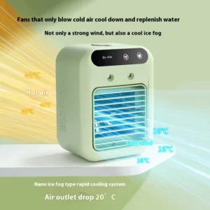 Wireless 1800mAh Rechargeable Air Conditioner Fan for Room Mini USB Air Cooler Fan Outdoor Portable Humidifier Fan