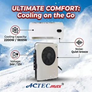 24V 12V Split Air Conditioner 1800W Electric Parking Cooler for Semi Truck Tractor Trailer Motorhome Caravan Cooling System