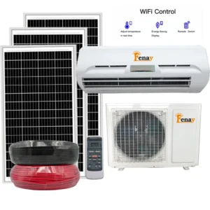 AC DC Hybrid Solar Air Conditioner Inverter Split System 9000 BTU 80 90% Energy Efficient Home Use