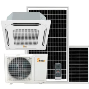 AC DC On Grid Hybrid Solar Ceiling Cassette Air Conditioner 18000BTU with 20000BTU Heating Capacity 4.6 EER