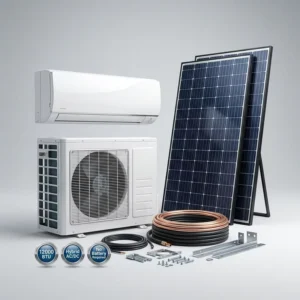 Hybrid ACDC Solar Air Conditioner 12000BTU R410A Inverter Wall Split System with PV Panels Zero Electricity Cost for Home Office