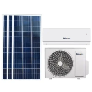 Hybrid Solar Air Conditioner 48V DC Inverter Split Wall Mounted Solar Aircon Complete Set with 24000BTU Off Grid for Home Remote