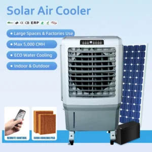 Industrial Solar Power Portable Water Air Cooler Evaporative Cooling Water Rechargeable Air Conditioner