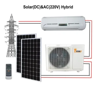 PV Direct Solar Powered Air Conditioner ACDC Hybrid 24000 BTU COP 5.2 Renewable Energy Solar Panel System