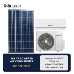 Solar Hybrid AC DC Solar Air Conditioner Off Grid Split 12000 9000 BTU Powered for Home Solar AC DC Split Air Conditioner