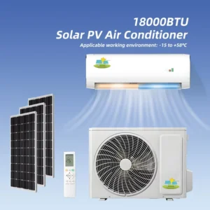 Solar Mini Split Air Conditioner for Home and Hospitality Complete 9000BTU 12000BTU 18000BTU 24000BTU Panels for Hotels